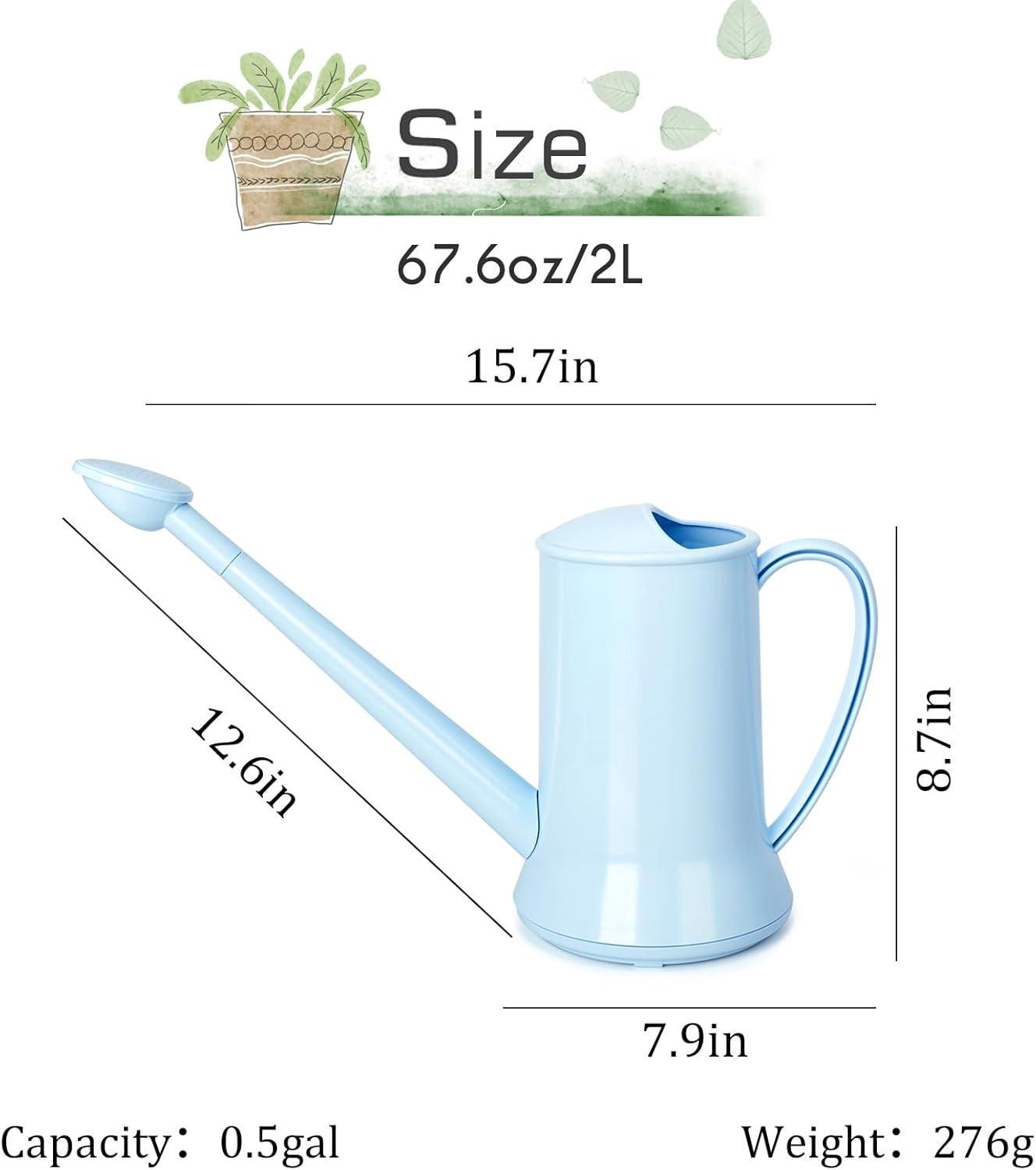 imageXXXFLOWER 12 Gallon Small Indoor Plant Watering Can 2L Long Spout Removable Nozzle Flower Watering Pot for Office House Indoor GardenPink67 ozBlue2L