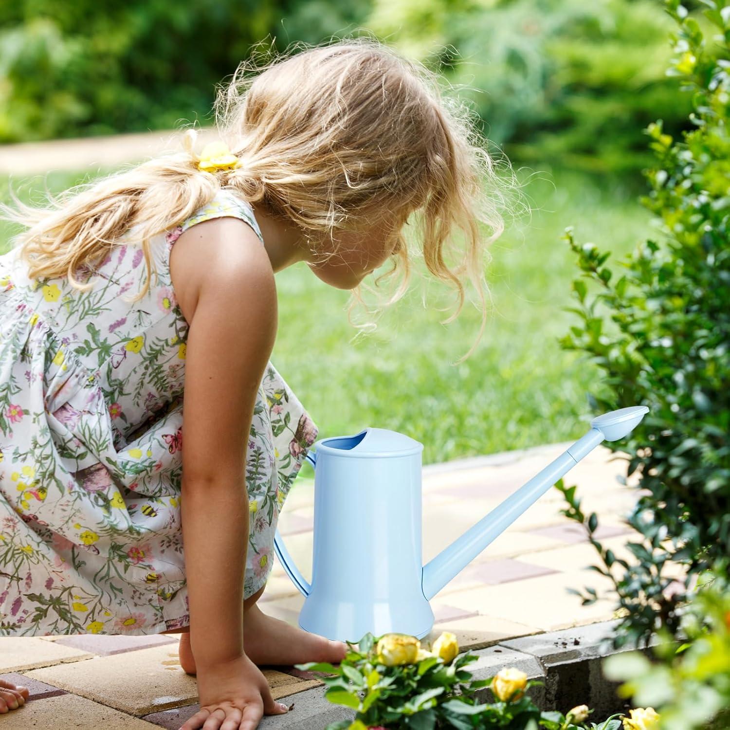imageXXXFLOWER 12 Gallon Small Indoor Plant Watering Can 2L Long Spout Removable Nozzle Flower Watering Pot for Office House Indoor GardenPink67 ozBlue2L