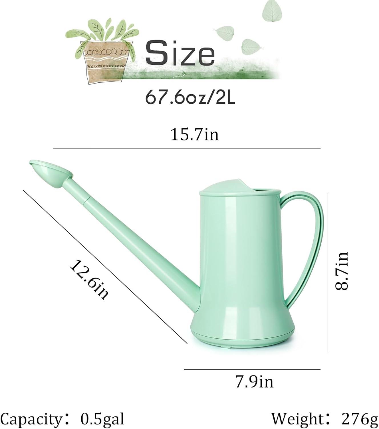 imageXXXFLOWER 12 Gallon Small Indoor Plant Watering Can 2L Long Spout Removable Nozzle Flower Watering Pot for Office House Indoor GardenPink67 ozGreen2L
