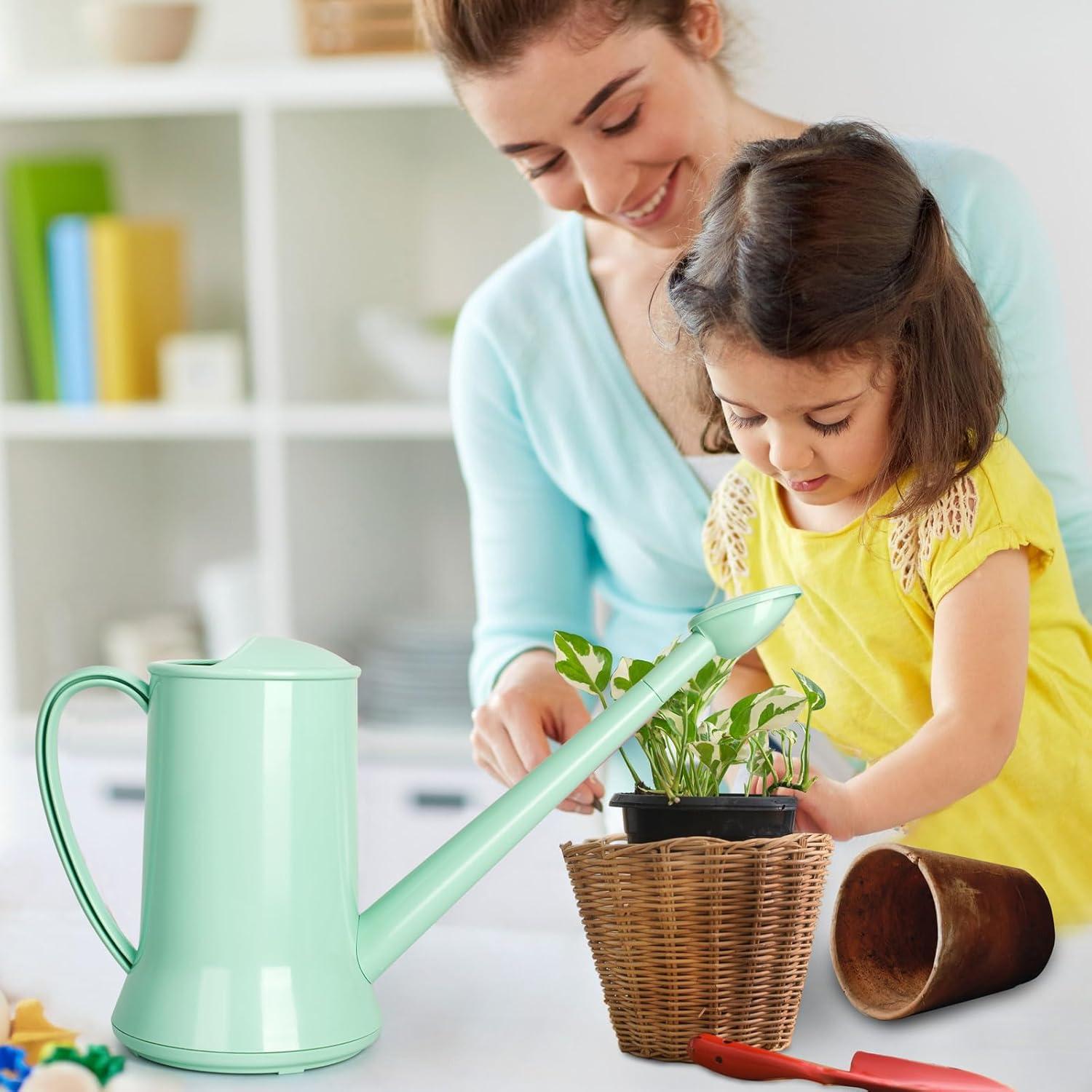 imageXXXFLOWER 12 Gallon Small Indoor Plant Watering Can 2L Long Spout Removable Nozzle Flower Watering Pot for Office House Indoor GardenPink67 ozGreen2L