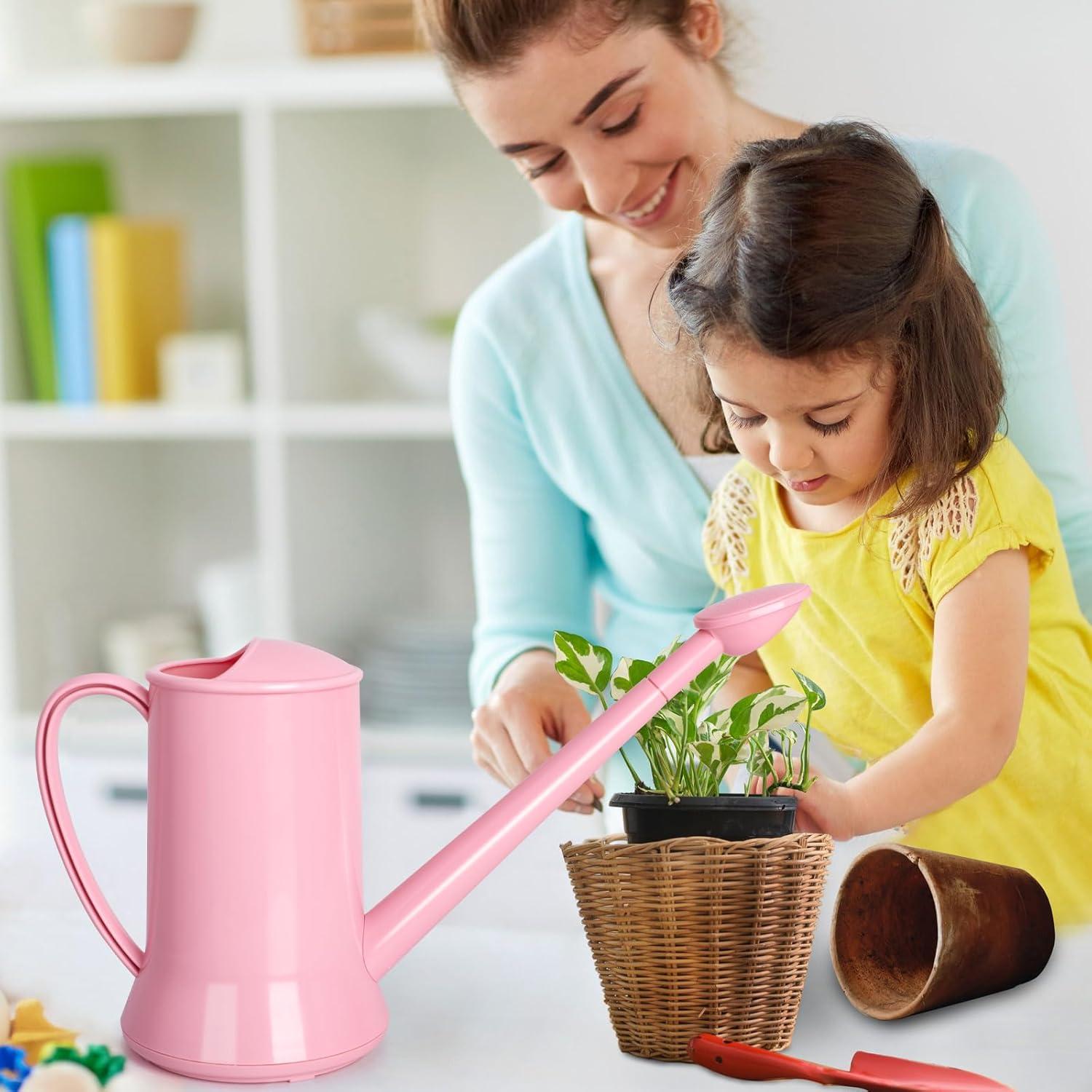 imageXXXFLOWER 12 Gallon Small Indoor Plant Watering Can 2L Long Spout Removable Nozzle Flower Watering Pot for Office House Indoor GardenPink67 ozPink2L