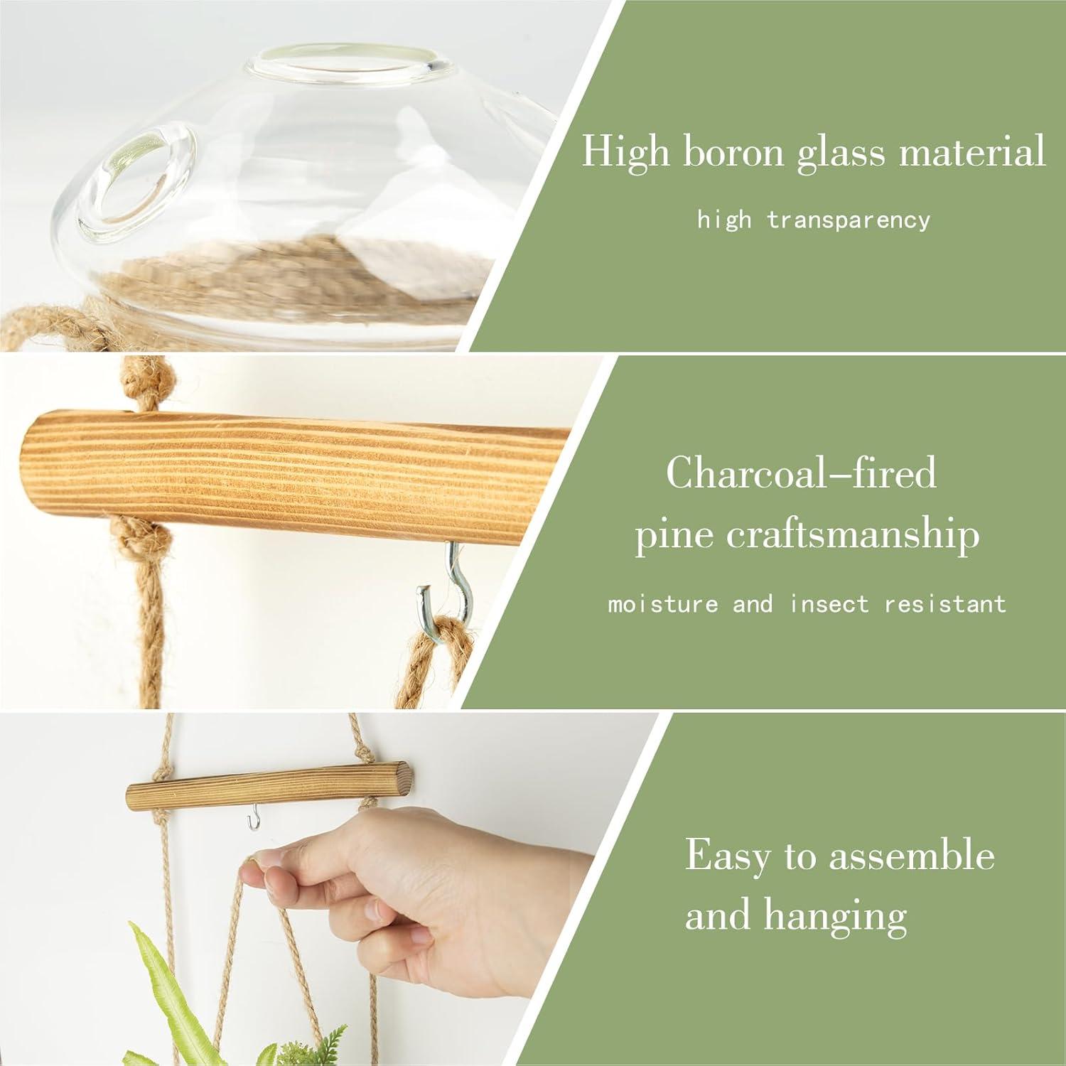 imageXXXFLOWER Wall Hanging Propagation Station2 Tiers Star Shaped Glass Flower Vase for Hydroponic Planter Terrarium for Plant Cutting Home Office Living Room Garden Decor3 Mushroom Vase