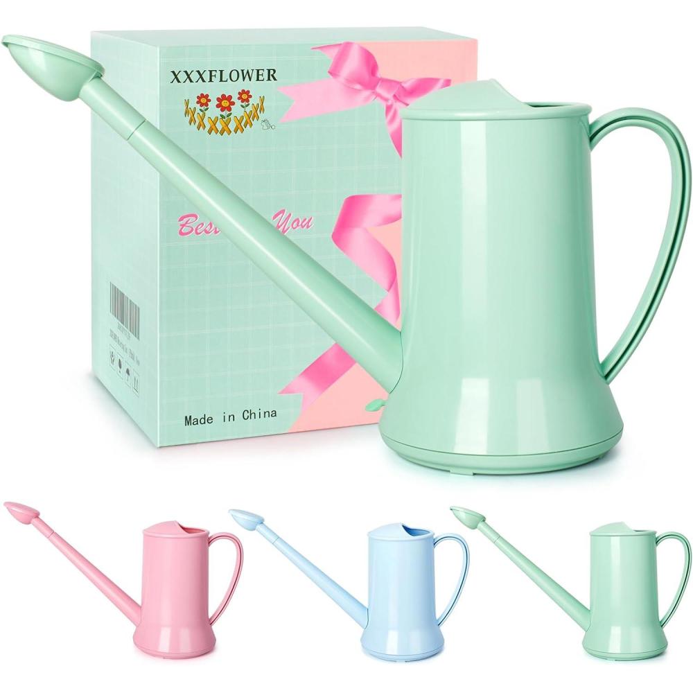 imageXXXFLOWER 12 Gallon Small Indoor Plant Watering Can 2L Long Spout Removable Nozzle Flower Watering Pot for Office House Indoor GardenPink67 ozGreen2L