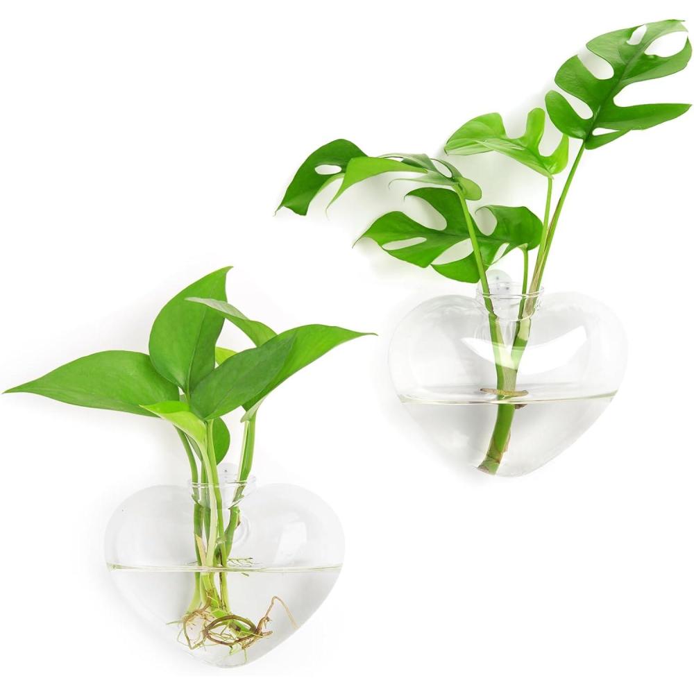 imageXXXFLOWER Plant Terrarium Wooden Stand Hydroponic Planter Bulb Glass Metal Swivel Holder Retro Air Plants Water Plants for Home Office DecorationGifts for Plant Lover Wife Mom 2 Love Bulb Vase2 Love Wall Hanging