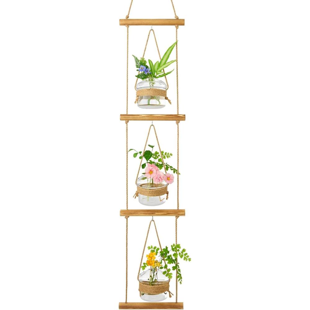 imageXXXFLOWER Wall Hanging Propagation Station2 Tiers Star Shaped Glass Flower Vase for Hydroponic Planter Terrarium for Plant Cutting Home Office Living Room Garden Decor3 Mushroom Vase