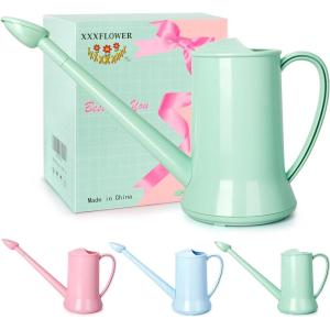 XXXFLOWER 1/2 Gallon Small Indoor Plant Watering Can, 2L Long Spout Removable Nozzle Flower Watering Pot for Office House Indoor Garden（Pink,67 oz）(Green-2L)