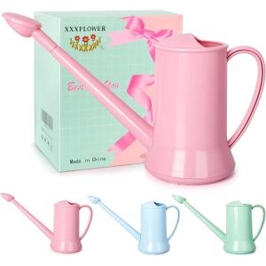 XXXFLOWER 1/2 Gallon Small Indoor Plant Watering Can, 2L Long Spout Removable Nozzle Flower Watering Pot for Office House Indoor Garden（Pink,67 oz）(Pink-2L)