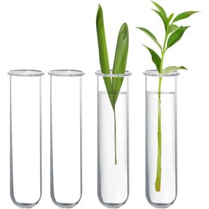 XXXFLOWER Glass Propagation Stations Accessories Glass Test Tubes Tiers Planters Wall Terrarium for Home Office Plant Hanger Flower Vases Wall Decor Hydroponic Cuttings Clear-4 Tube Vases(Size B)