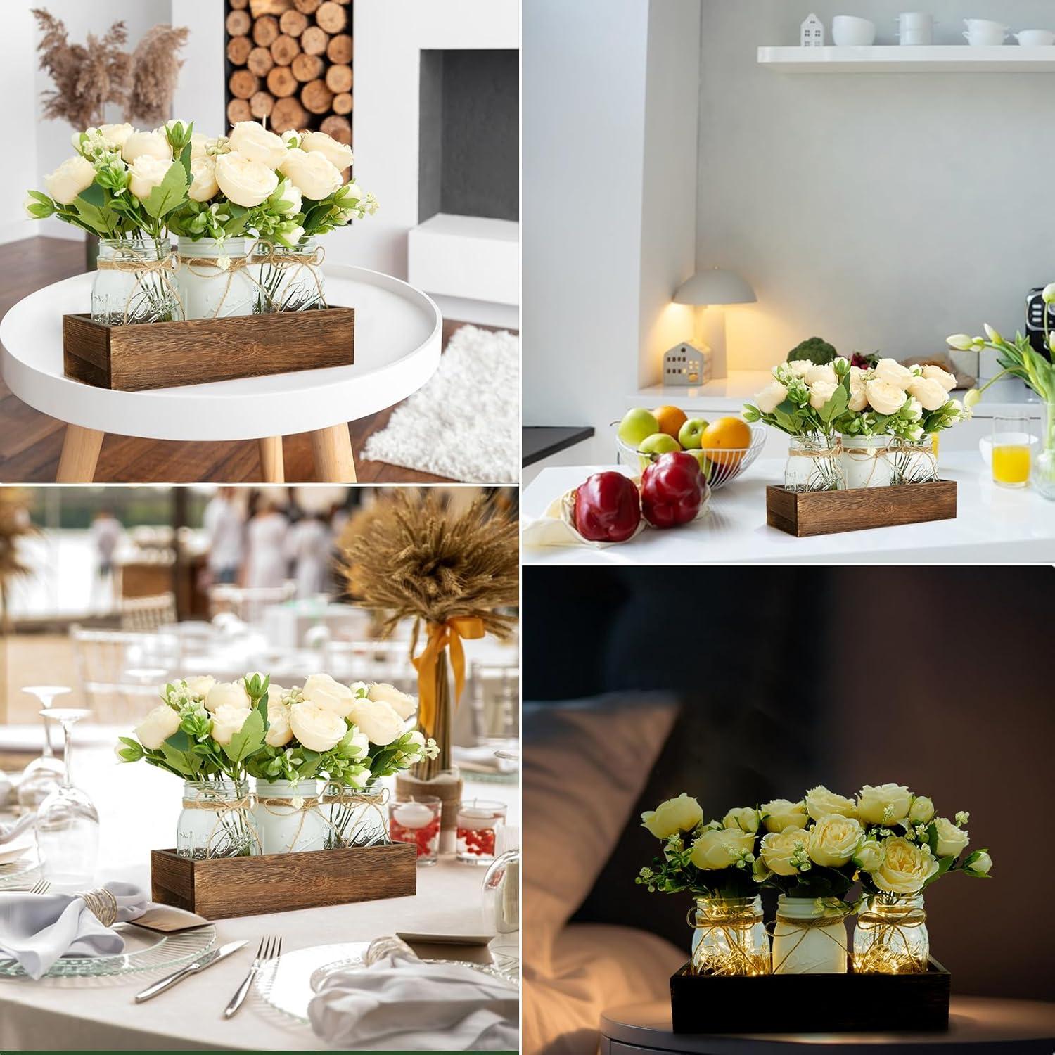 imageXXXFLOWER 3 Pcs Mason Jars Lights Fall Table Centerpieces Christmas Gifts for Women Mom WifeIndoor Decors for Farmhouse Coffee Table Dining Room Kitchen Wedding