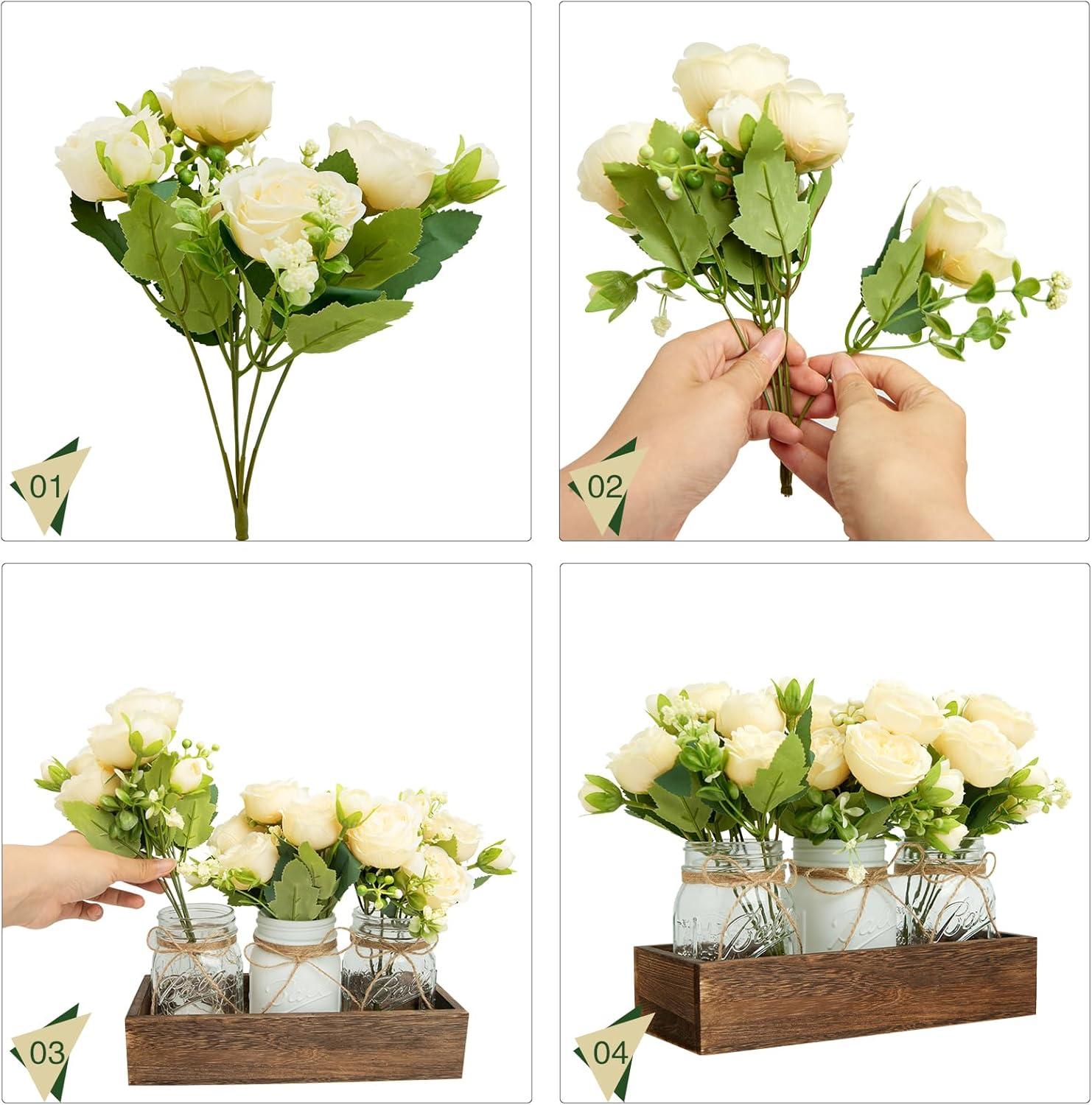 imageXXXFLOWER 3 Pcs Mason Jars Lights Fall Table Centerpieces Christmas Gifts for Women Mom WifeIndoor Decors for Farmhouse Coffee Table Dining Room Kitchen Wedding