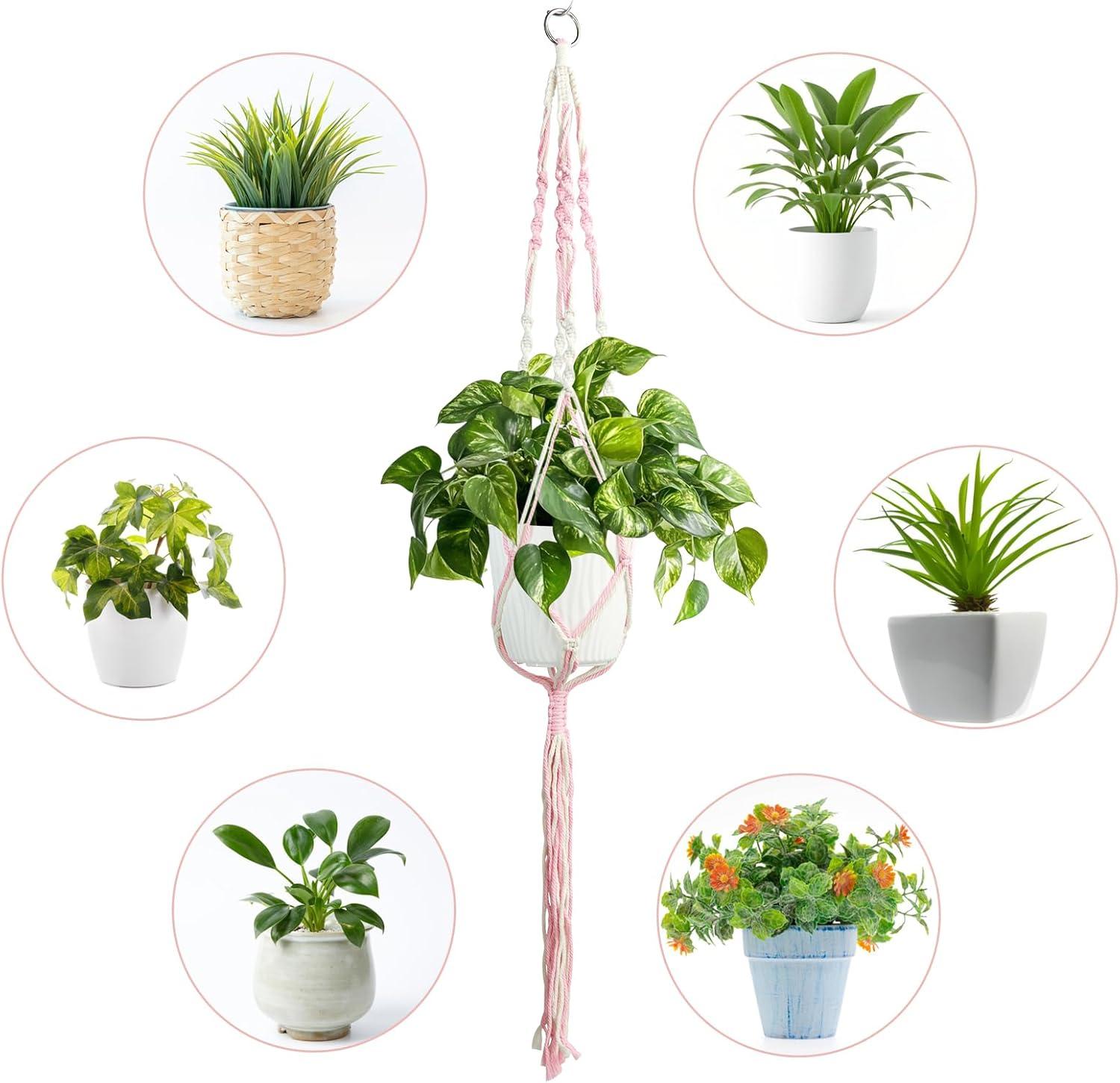 imageXXXFLOWER Macrame Plant Hanger with Hooks Handmade Woven Cotton RopeHanging Planter Basket String for Indoor Outdoor Boho DecorSet of 1Pots and Plants NOT Included
