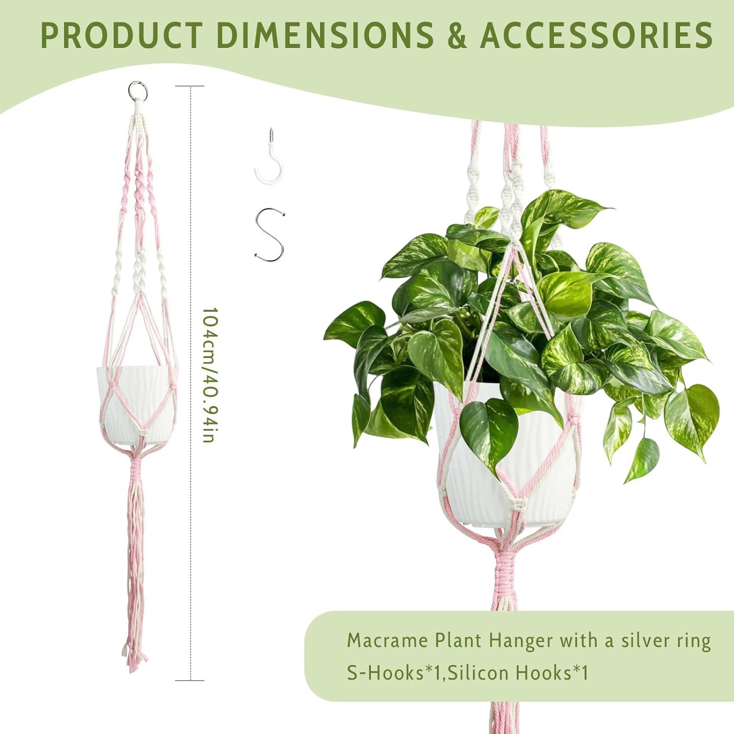 imageXXXFLOWER Macrame Plant Hanger with Hooks Handmade Woven Cotton RopeHanging Planter Basket String for Indoor Outdoor Boho DecorSet of 1Pots and Plants NOT Included