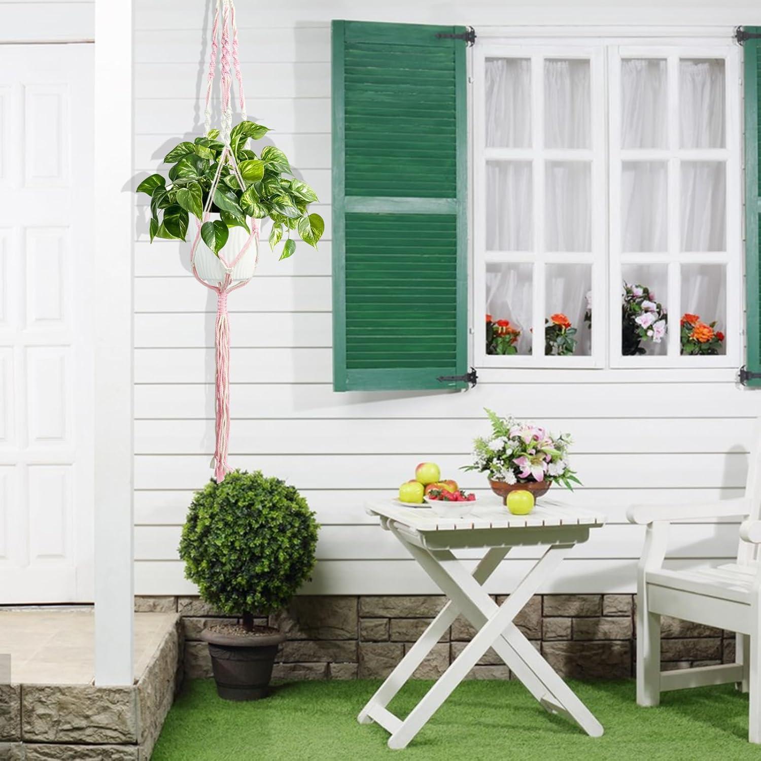imageXXXFLOWER Macrame Plant Hanger with Hooks Handmade Woven Cotton RopeHanging Planter Basket String for Indoor Outdoor Boho DecorSet of 1Pots and Plants NOT Included
