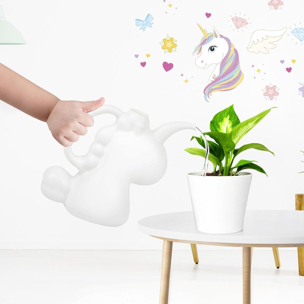 imageXXXFLOWER Unicorns Indoor Watering Can 1 L Cute Animal Water Cans Novelty Unicorns Shape Watering Pot for Office House Indoor GardenWhiteWhite