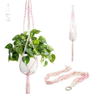 XXXFLOWER Macrame Plant Hanger with Hooks Handmade Woven Cotton Rope,Hanging Planter Basket String for Indoor Outdoor Boho Decor,Set of 1(Pots and Plants NOT Included)