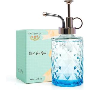 XXXFLOWER Upgraded Glass Plant Mister Spray Bottle 0.33L/11.15oz Decorative Spritzer Watering for Indoor House Plant Spritzer Succulent Watering Bottle(Lightblue)