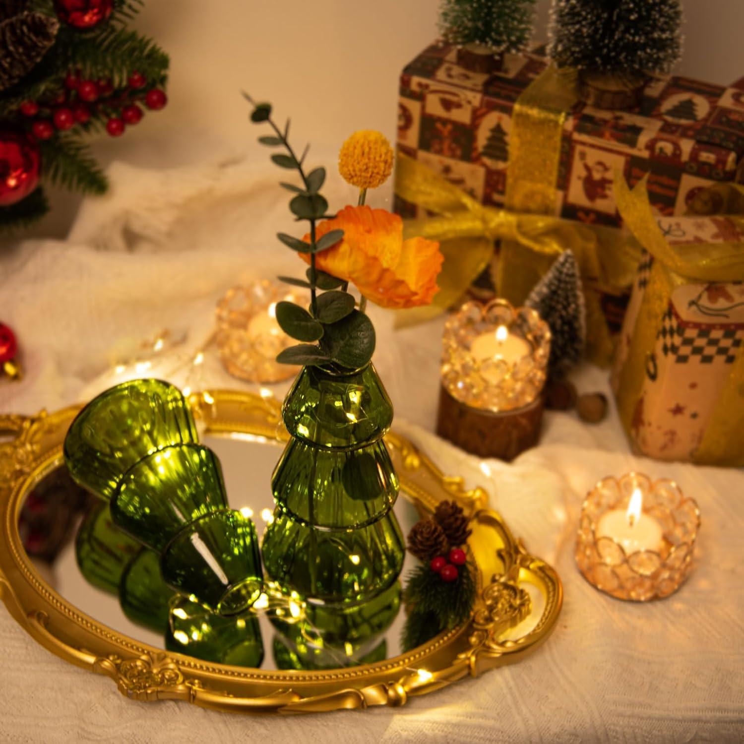 image:imageXXXFLOWER 3Pcs TreeShaped Glass Planter Christmas Tree Decorations for Tabletop Hydroponics Home Office Garden Green Propagation Station Vase for Flowers Gifts for Plant LoversPlant NOT Included3 Green Tree