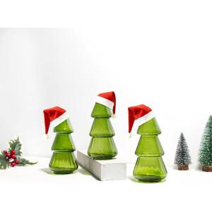 XXXFLOWER 3Pcs Tree-Shaped Glass Planter Christmas Tree Decorations for Tabletop Hydroponics Home Office Garden Green Propagation Station Vase for Flowers Gifts for Plant Lovers（Plant NOT Included）(3 Green Tree)