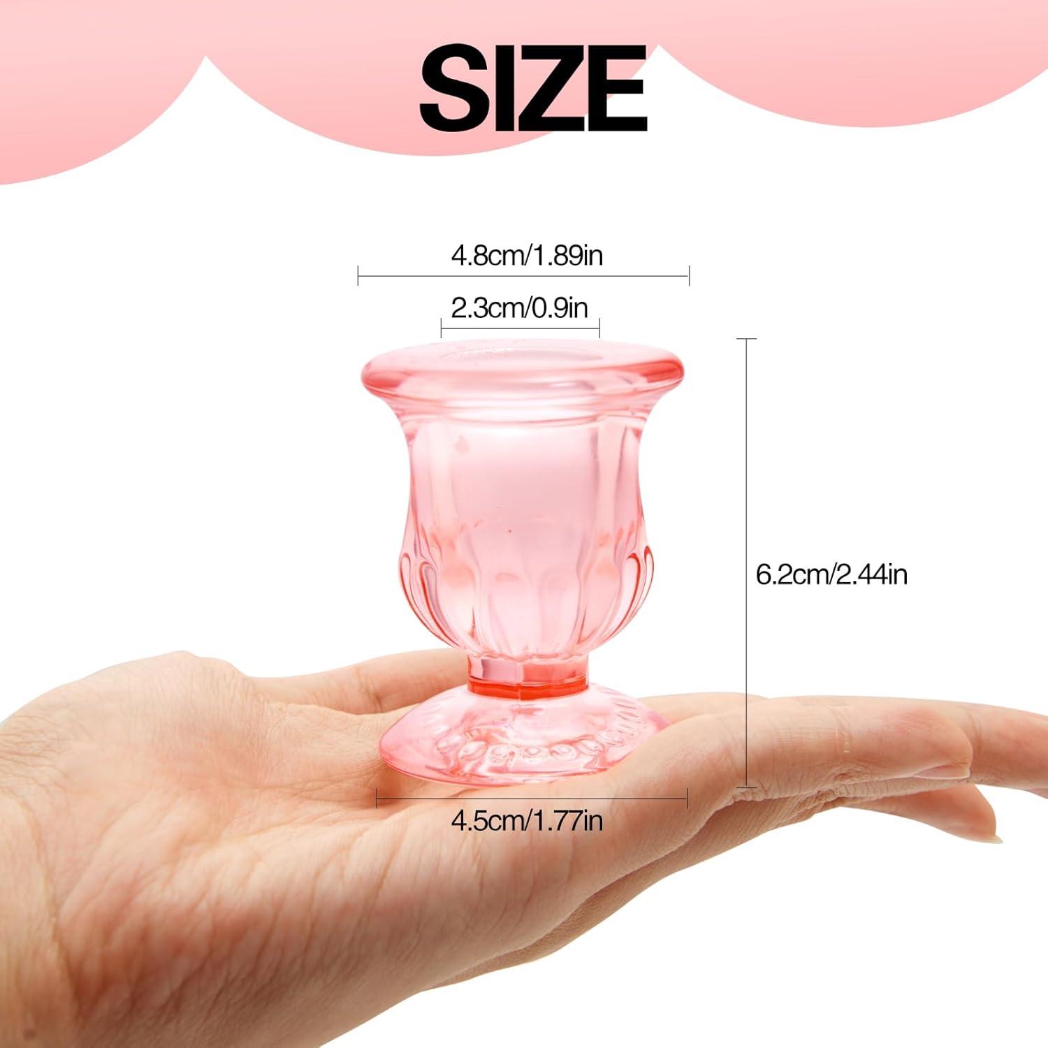 image:imageXXXFLOWER Candle Holder Taper Candle Holders Glass Candlestick Holders for Valentines Day Wedding Party Birthday Holiday Dcor Candelabra for Table Centerpiece Home Decor Gift6 PcsPink