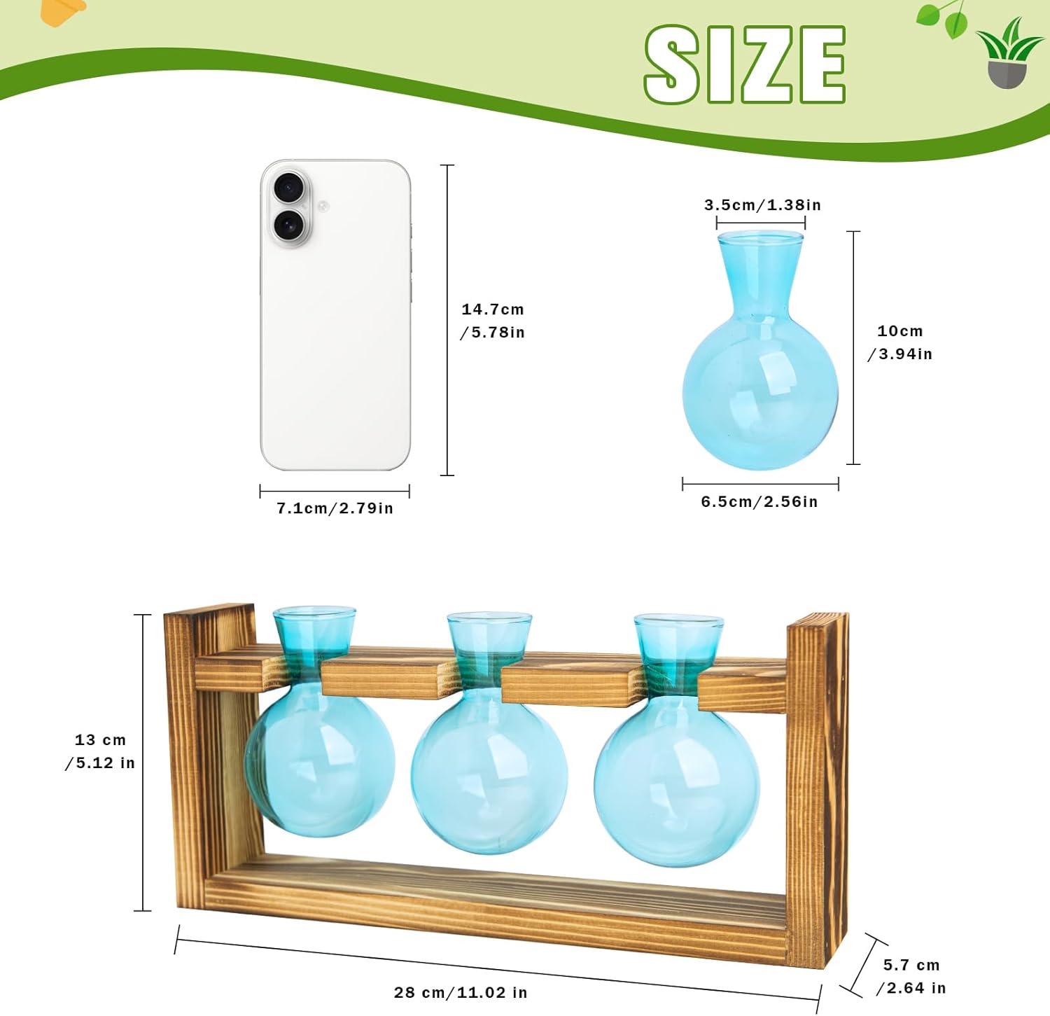 image:imageXXXFLOWER Glass Plant Terrarium Propagation Station Gifts for Mom Plant Lovers Wife Daughter 3 Bulb Glass Vase Plant Terrarium Tabletop for Hydroponics Home Office Indoor Decor PinkBlue